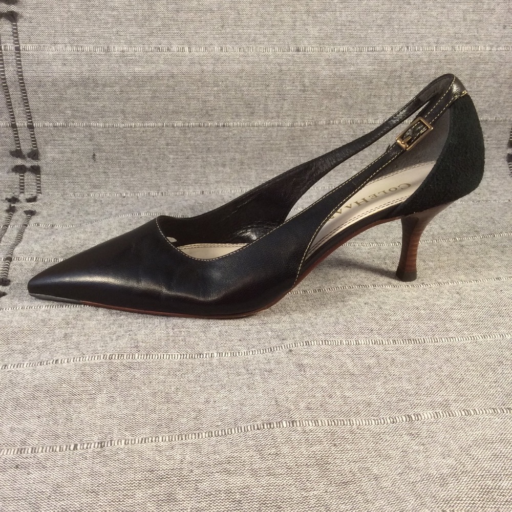 Cole Haan Black Sling Back Pump Heels Open Sides